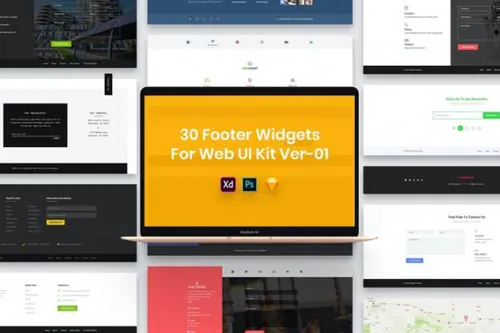 专业的30个页脚小部件WEB UI KITS-PSD，SKETCH，X