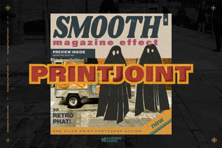 潮流复古做旧艺术CMYK半色调颗粒印刷效果PS动作素材 Pr