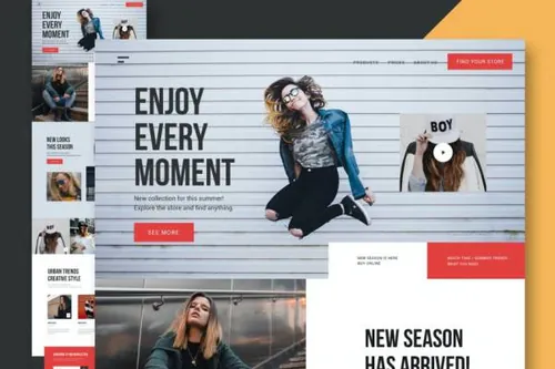 时尚高端专业的高品质服装电子商务网站UI设计模板-AI，EPS，PSD