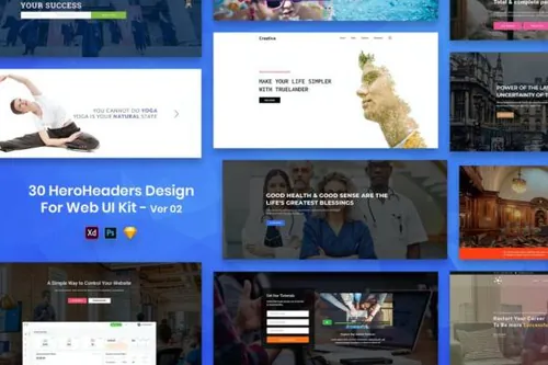 适用于Web Ver-02的英雄标题banner海报设计模板集合-PS