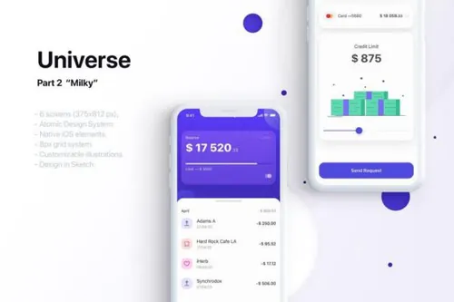 时尚简约清新高端多用途IOS APP UI KITS-SKETCH