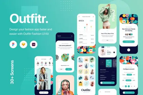 具有30多个独特的屏幕时尚高端专业的高品质APP UI KITS