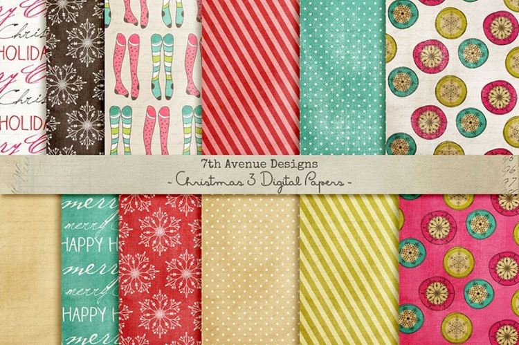 手绘图案无缝背景Christmas Papers 3