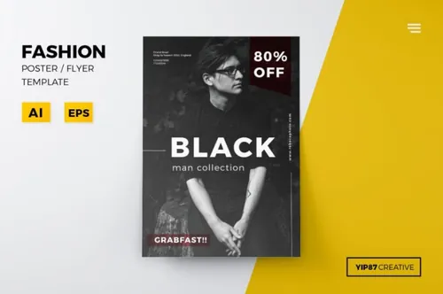 建议的黑白人物海报模板man-fashion-flyer