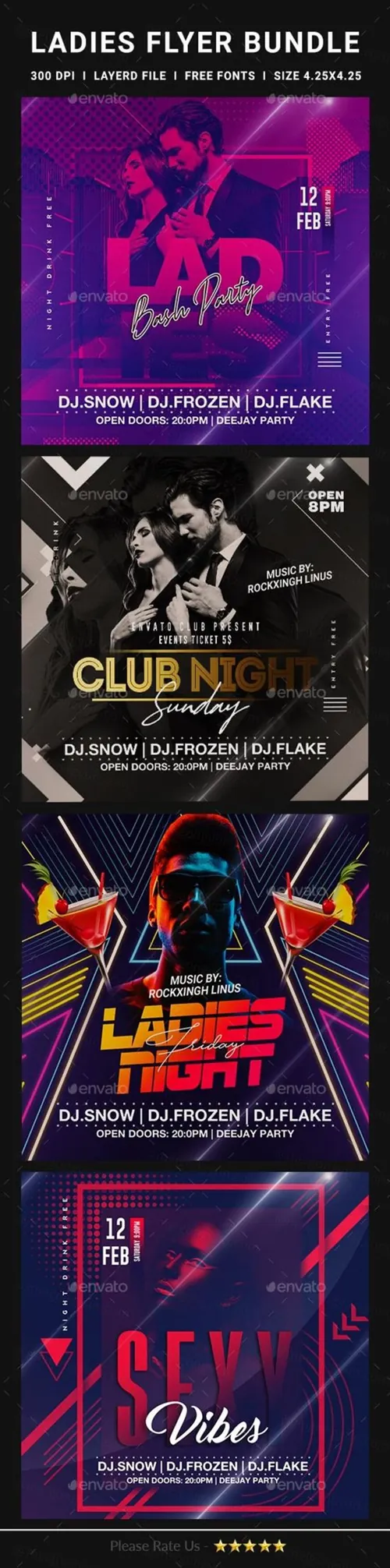 女士之夜性感派对活动传单套装