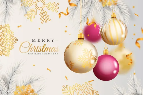 2021年金色圣诞节新年装饰贺卡EPS矢量海报素材 Merry christmas greeting card