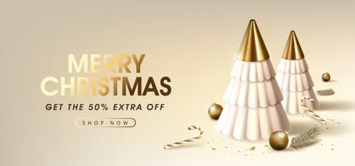 2021年金色圣诞节新年装饰贺卡EPS矢量海报素材 Merry christmas greeting card