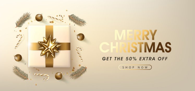 2021年金色圣诞节新年装饰贺卡EPS矢量海报素材 Merry christmas greeting card