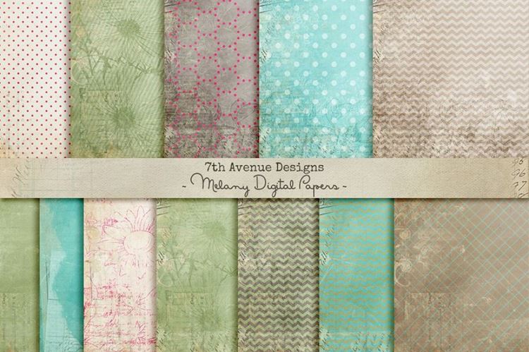 复古图案背景Melany Digital Papers