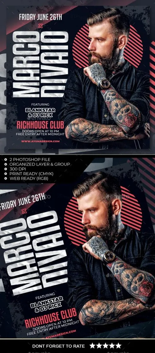 DJ音乐派对音乐会活动宣传传单设计DJ Flyer