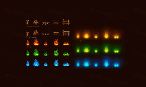 游戏场景萤火篝火元素图标 Camp Fire Maker