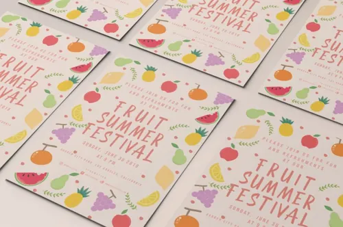 可爱的夏季水果美食创意海报fruit-summer-festival
