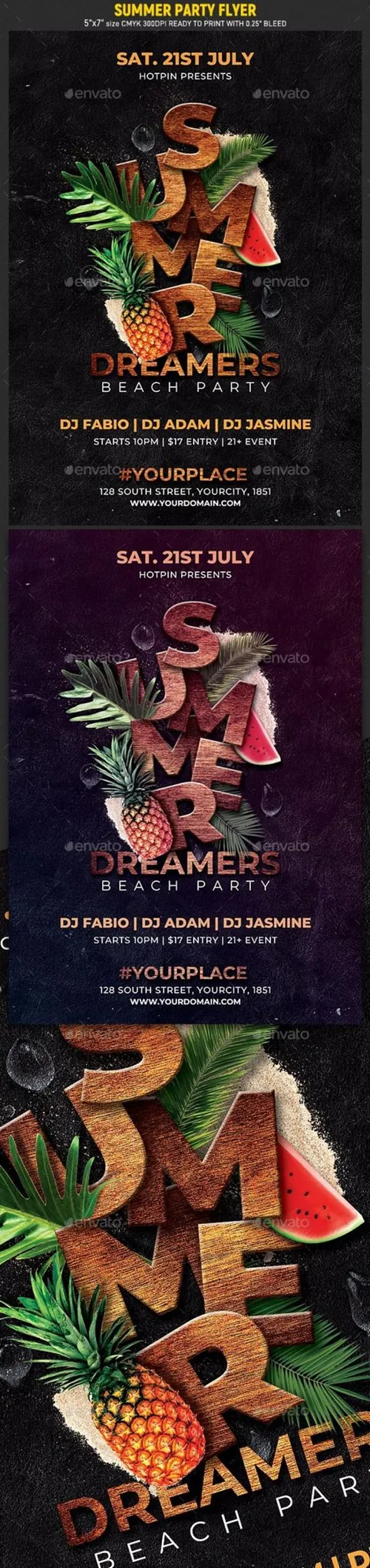 夏日风格派对活动传单设计