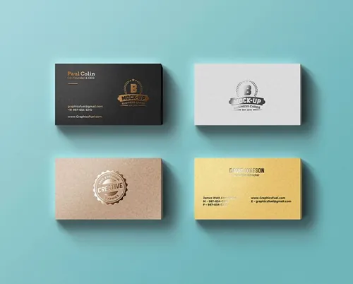 金箔名片模型PSD贴图模板Foil Business Cards Mockup PSD