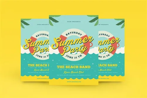 夏季游泳圈海报设计 Summer Beach Flyer