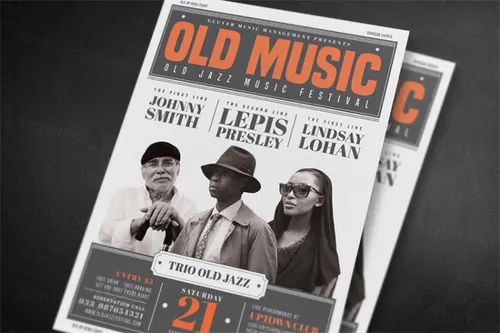 经典音乐海报制作 Old Vintage Music Flyer
