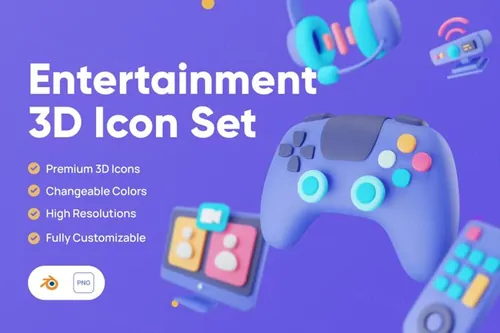 三维渲染卡通游戏手柄无线耳机遥控器3D插画图标素材 Ente