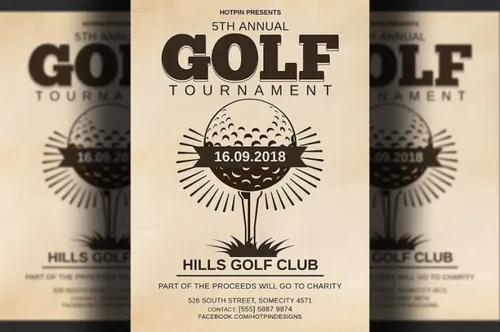 经典高尔夫海报制作 Golf Tournament Flyer Template