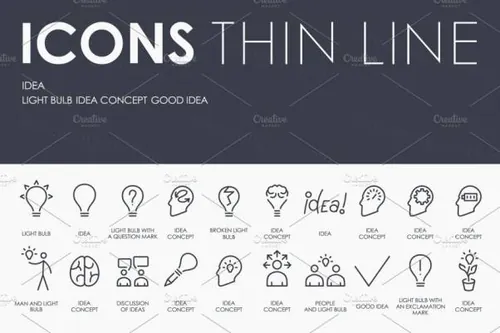 创意主题图标套装 Idea thinline icons