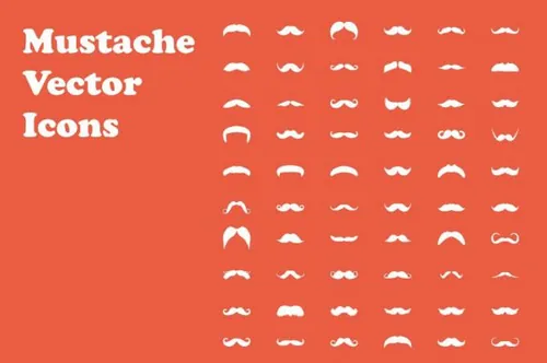 不同胡子设计主题图标 60 Glyph Icon Designs of