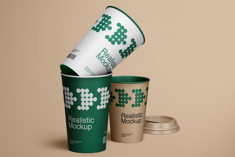 高质量纸杯餐饮品牌包装设计贴图展示样机模板 Paper Cu