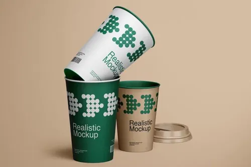 高质量纸杯餐饮品牌包装设计贴图展示样机模板 Paper Cu