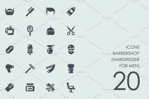 理发店的UI图标套装 Barbershop icons
