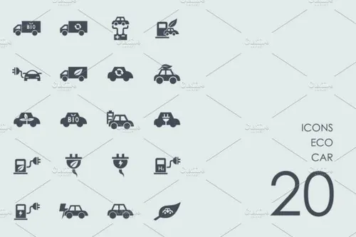环保汽车图标 Eco car icons