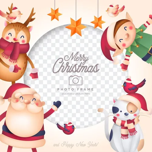 水彩手绘可爱卡通老式圣诞节贺卡EPS矢量插画素材 Lovely vintage christmas card