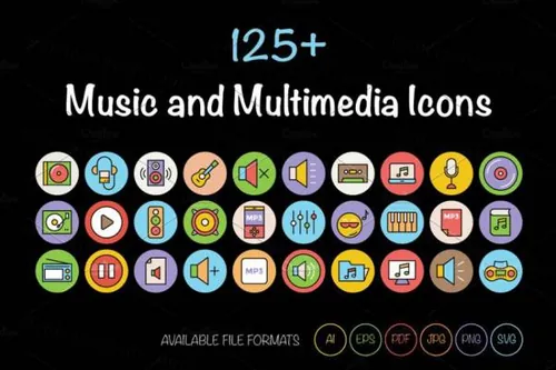 音乐媒体图标 125  Music and Multimedia Icons