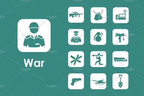 简单的战争主题图标 Set of war simple icons