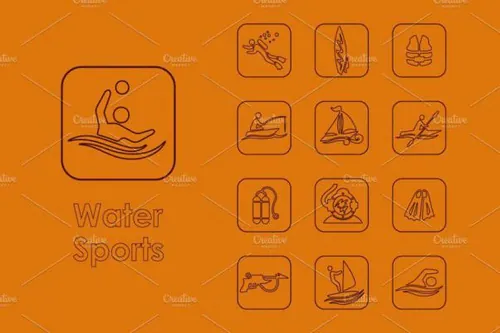 水上运动图标 16 water sports simple icons