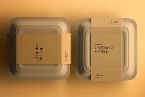 高质量外卖快餐盒食品包装设计展示贴图样机PSD模板 Food