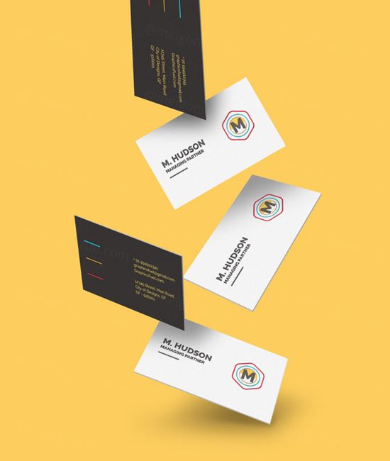 名片模型PSD贴图模板Falling Business Cards Mockup
