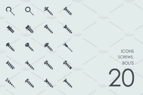 各种各样的螺丝钉图标 Screws , bolts icons