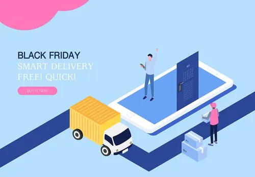 【智能家居/物流】黑色星期五热门销售产业2.5D等距风格Web UI插画素材