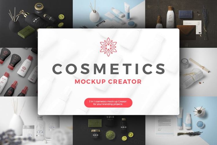 化妆品品牌超级包装贴图样机Cosmetics Mock-Up Creator