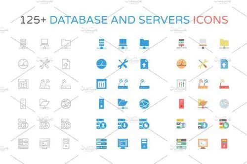 数据库和服务器相关的图标Database and Server Icons