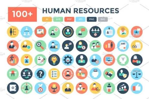 扁平化的人力资源素材  Flat Human Resources Icons