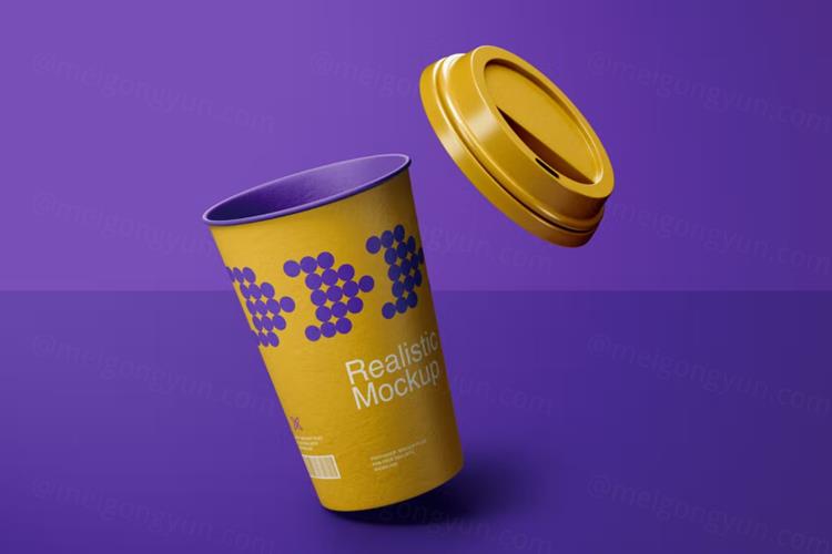 高质量纸杯餐饮品牌包装设计贴图展示样机模板 Paper Cu