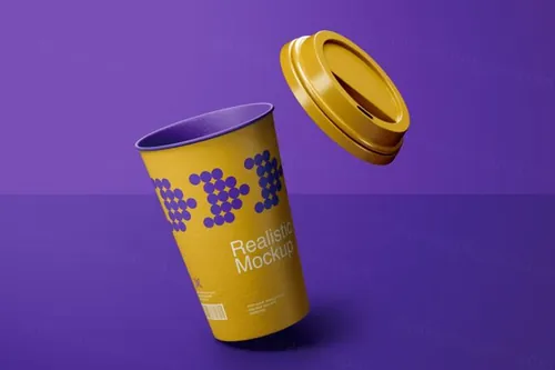高质量纸杯餐饮品牌包装设计贴图展示样机模板 Paper Cu