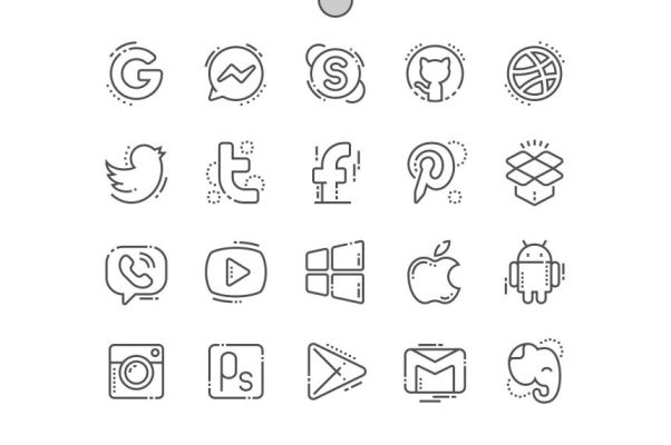 常用互联网知名企业LOGO图标套装 Logos Line Icons