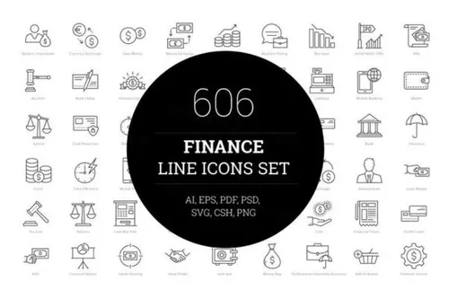 金融主推的线型图标 606 Finance Line Icons