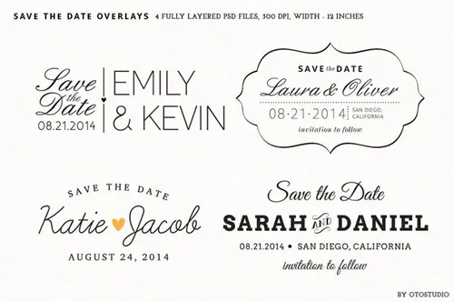 英文排版设计素材Save the Date Overlays - Set 2