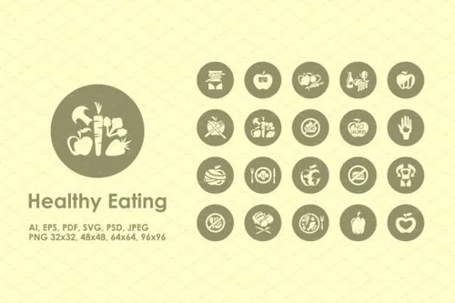 健康美食相关的图标 Healthy Eating simple ico