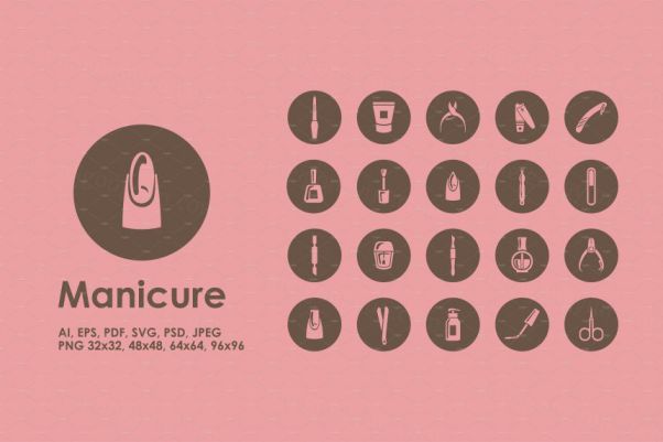美容美甲主题图标套装 Manicure simple icons