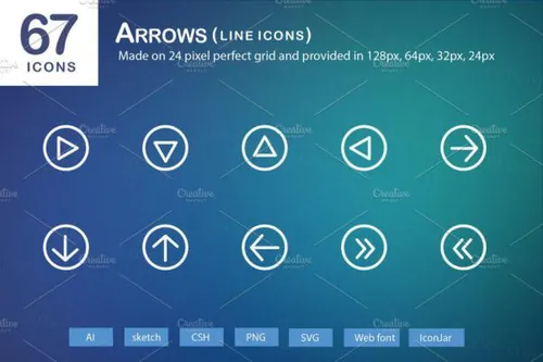箭头图标素材 67 Arrows Line Icons