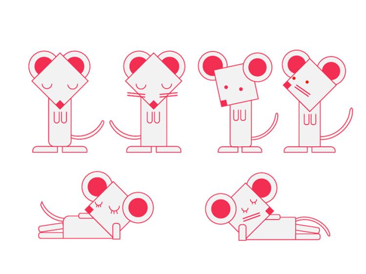 创意可爱鼠年简笔画贺卡印刷插画素材1731446