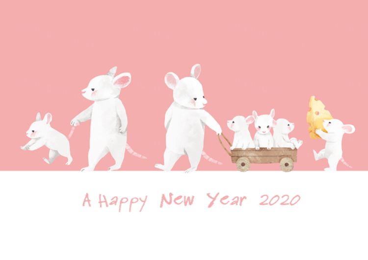 新年快乐卡通清新风格可爱老鼠矢量插图1777428