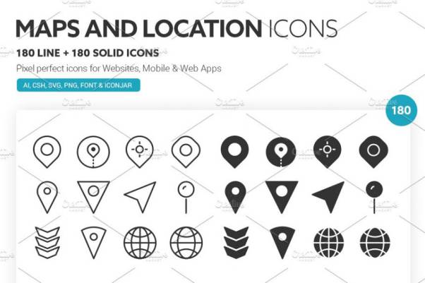 地图和位置相关的图标套装 Maps and Locations Icons